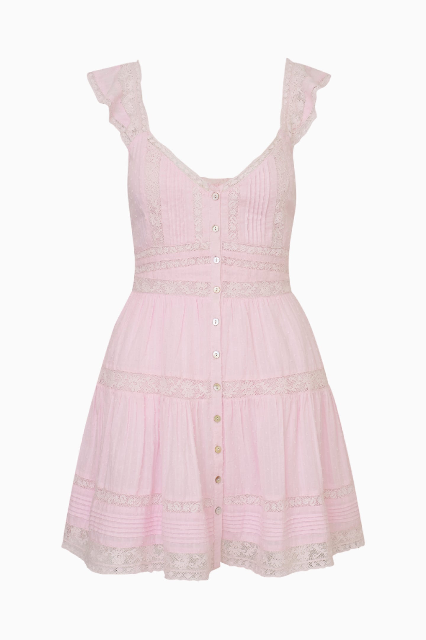 Rietta Cotton Lace-Trimmed Mini Dress