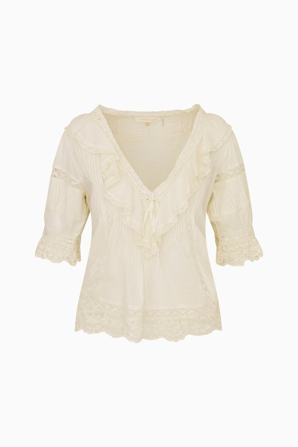 Romilly Cotton Lace Ruffle Blouse - OFF WHITE