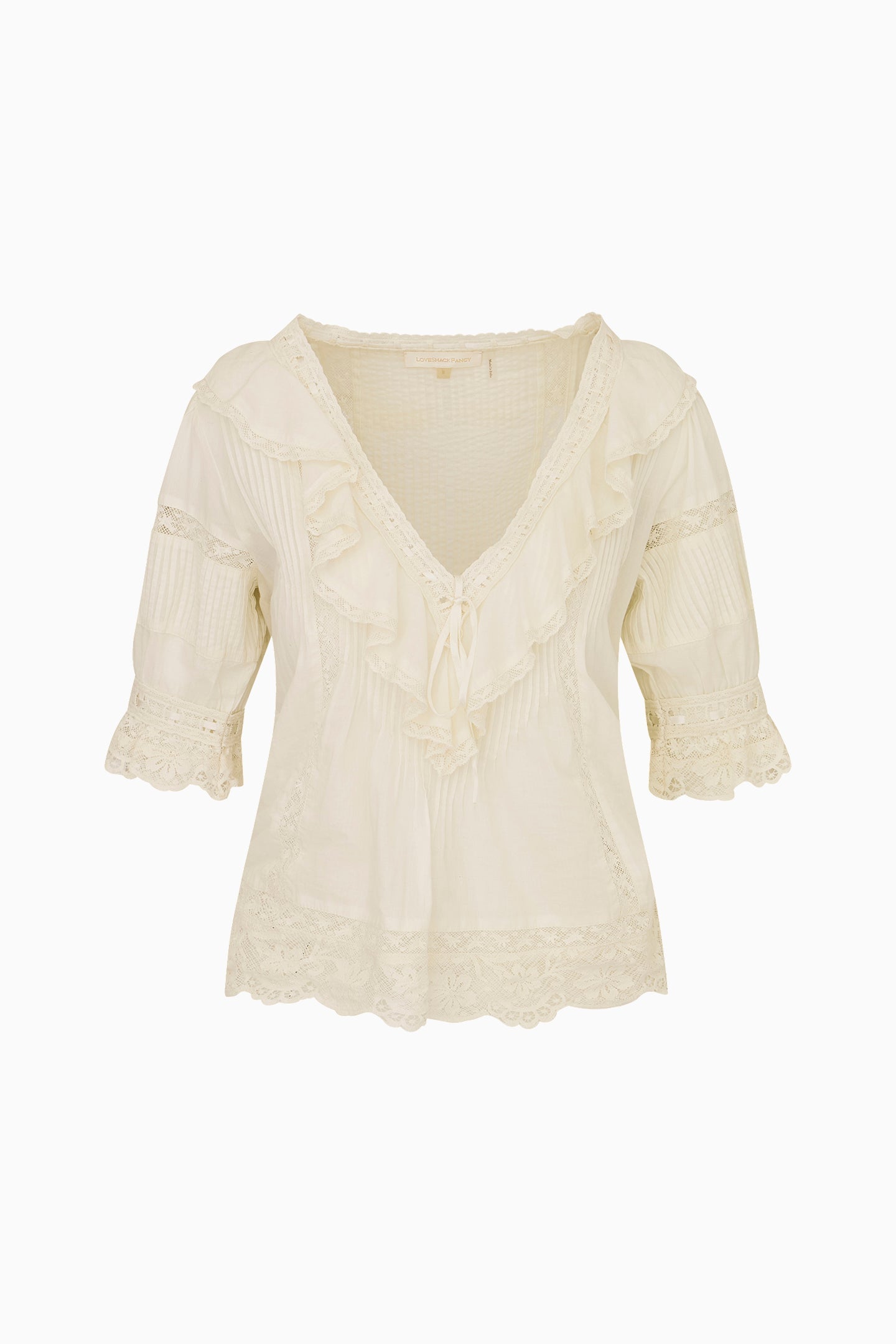 Romilly Cotton Lace Ruffle Blouse - OFF WHITE
