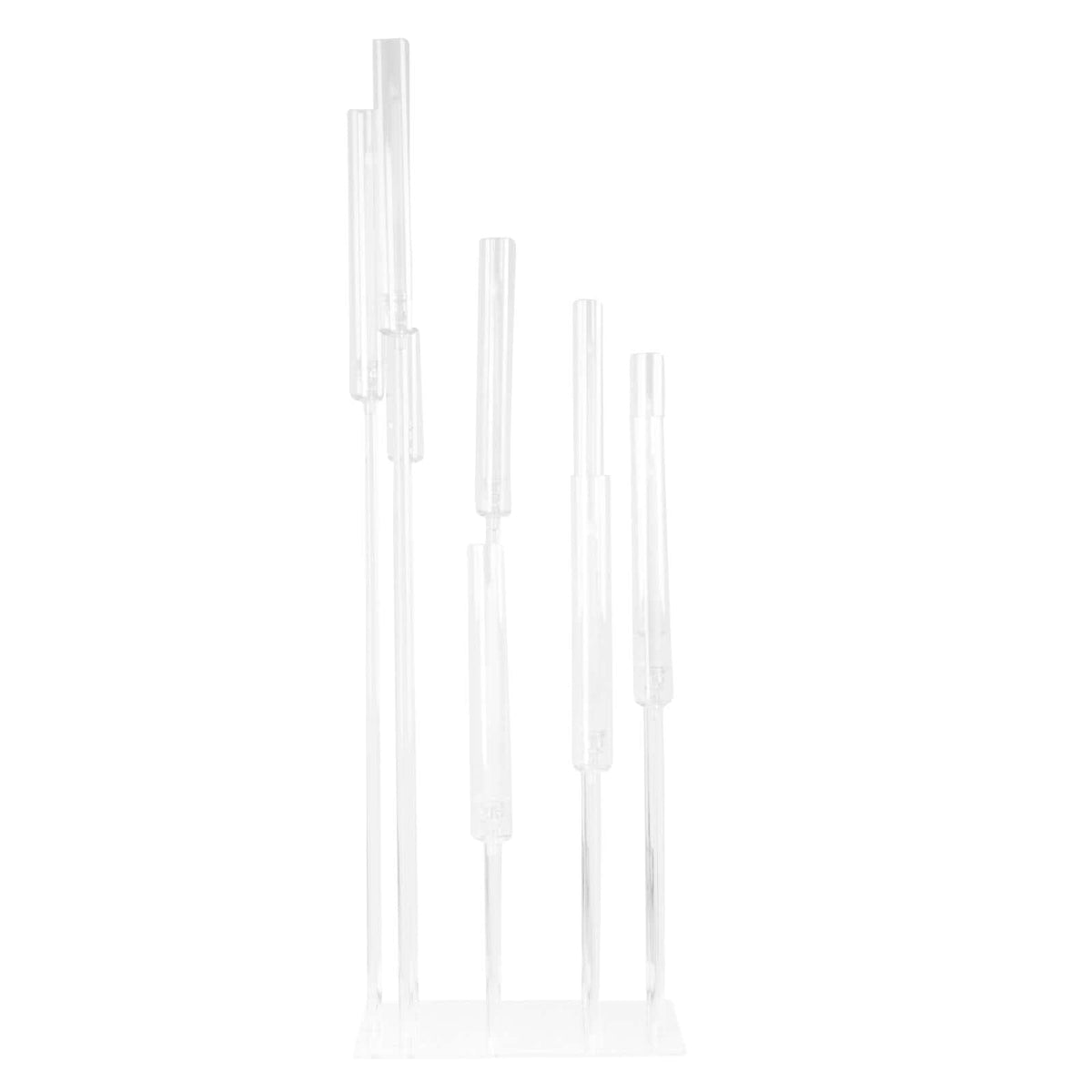 9-Arm Acrylic Cluster Taper Candelabra with Square Base 4ft Clear - Stylish Candle Holder Table Centerpiece for Pillar Candles & Events