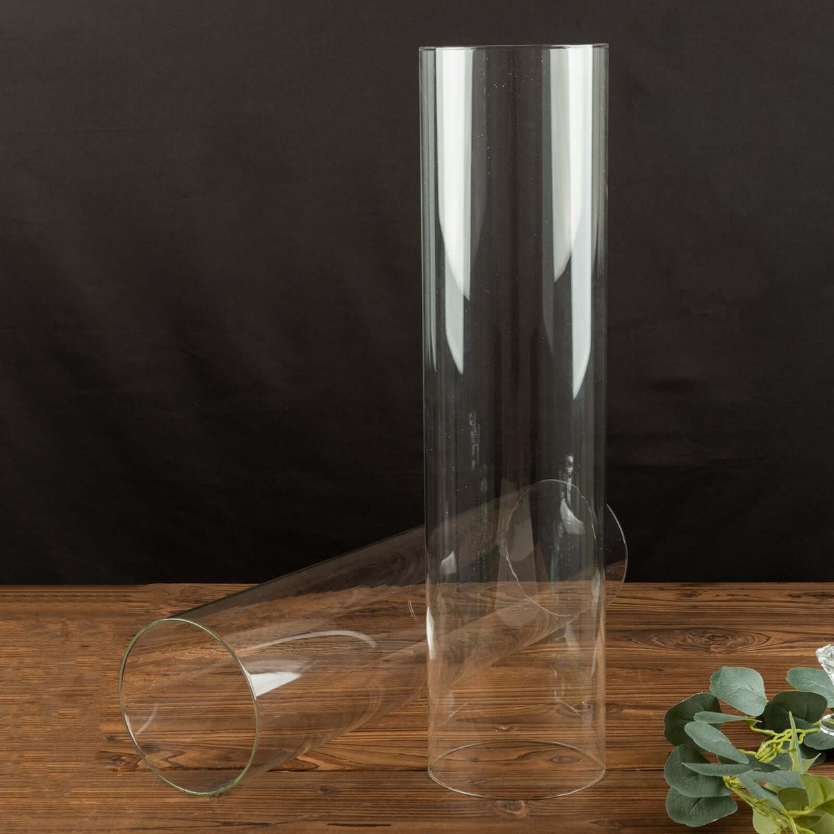 2-Pack Glass Candelabra Shades Open End Hurricane Design 24" Clear - Stylish Table Centerpiece for Weddings & Gatherings