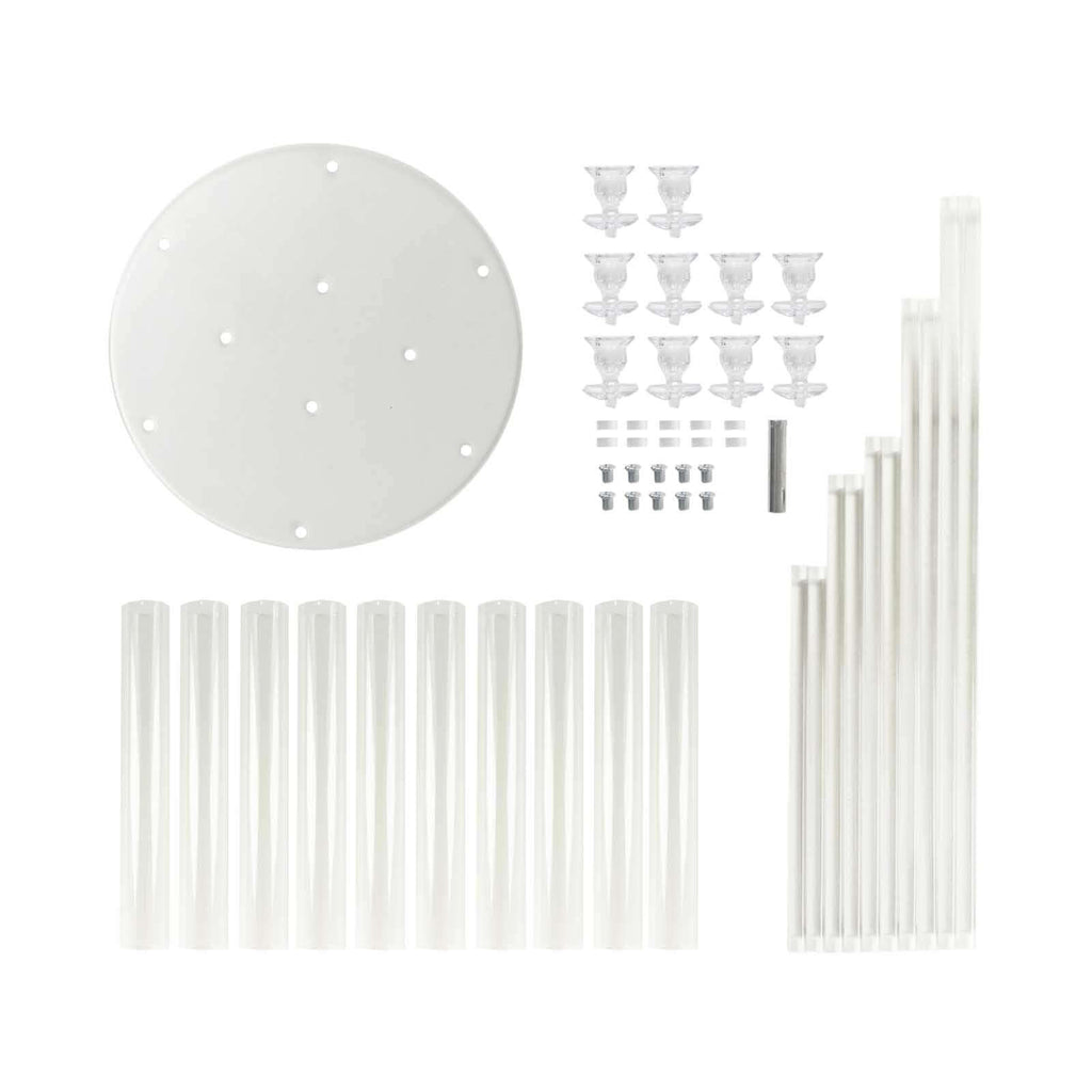 10-Arm Acrylic Cluster Round Taper Candelabra with Circular Base 47" Clear - Sleek Pillar Candle Holder Table Centerpiece