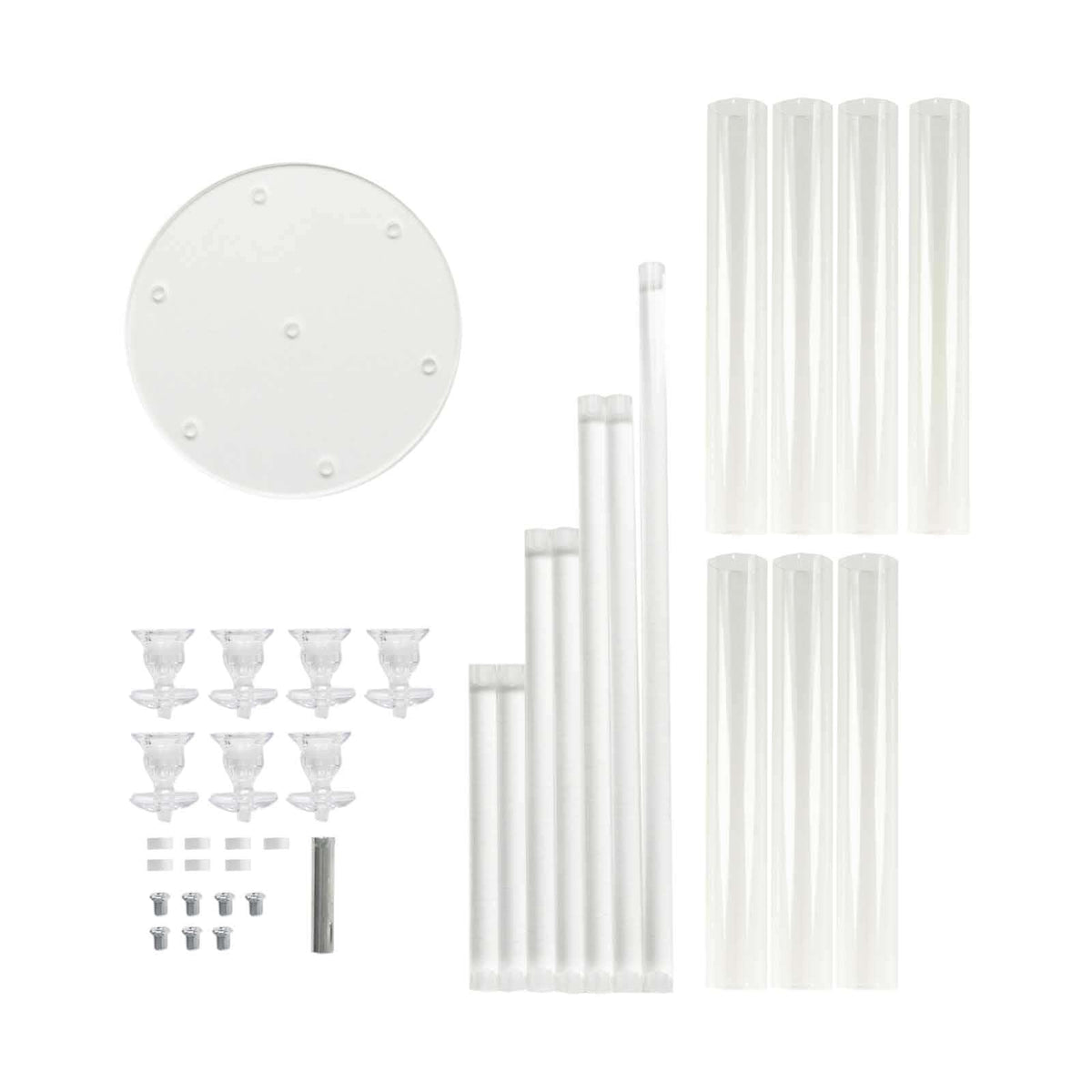 7-Arm Acrylic Cluster Round Taper Candelabra with Circular Base 33" Clear - Sophisticated Pillar Candle Holder Table Centerpiece for Events